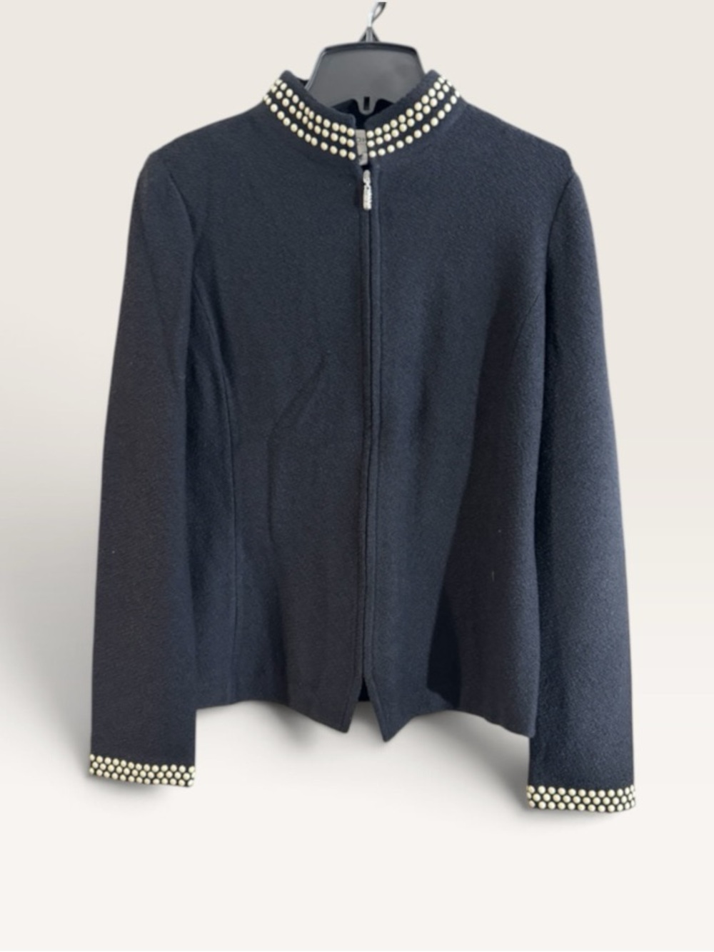 St John Collection Sweater Jacket Black Embellished Sz 2 - Picture 8 of 12